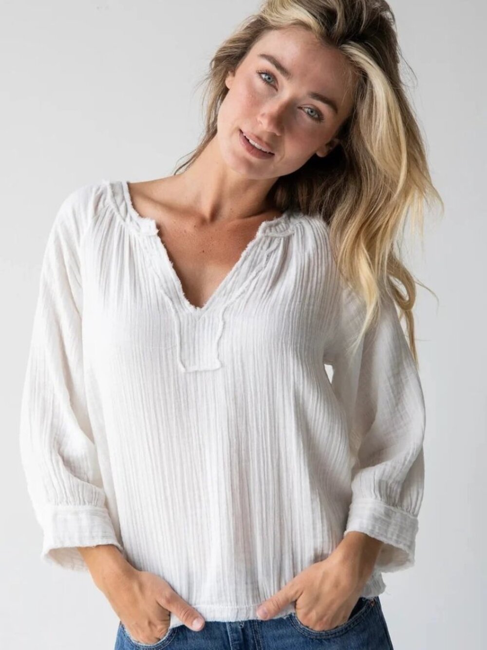 Natural Life Robyn Gauze Top in White